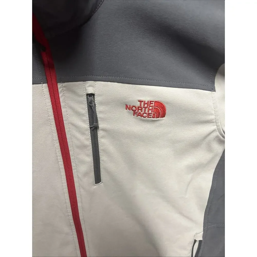 The North Face Apex Jacket Mens Large Gray Red Bionic Hybrid Soft Shell Full Zip